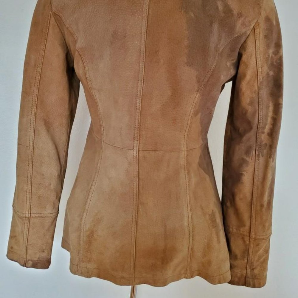 Suede leather Jacket safari dyed cowgirl equestrian blazer brown tan beige 2 4 6 - Picture 6 of 6